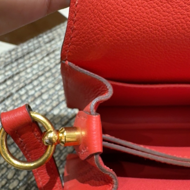 🌟Hermes🌈Mini Roulis 19❤️蕃茄紅色金扣❤️99新🌟evercolor皮🌟-7