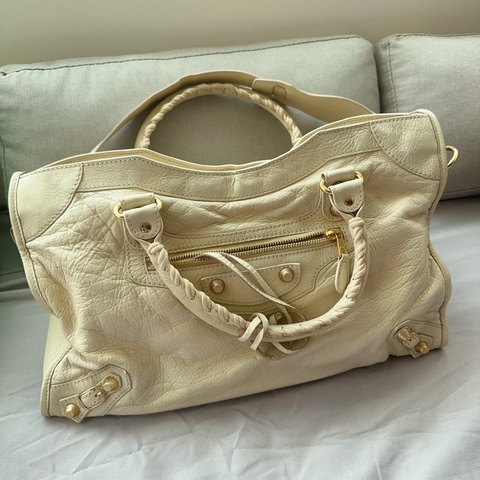 巴黎世家Balenciaga Le City奶白色機車包近全新
