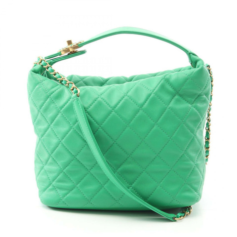 CHANEL Matelasse Hobo 鏈條單肩包 AS1747 羔羊皮 綠色 二手 GHW CC