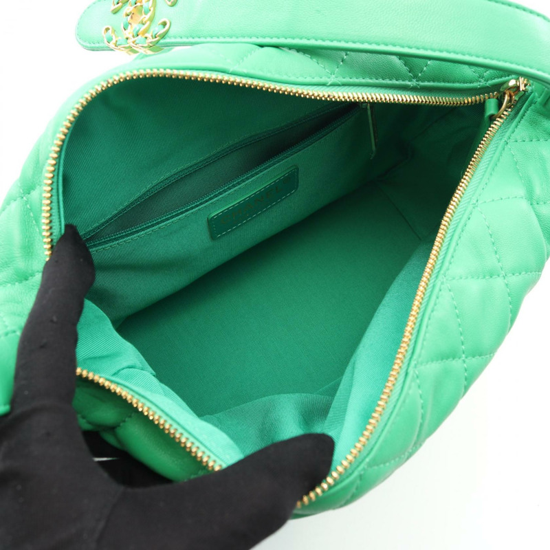 CHANEL Matelasse Hobo 鏈條單肩包 AS1747 羔羊皮 綠色 二手 GHW CC-2