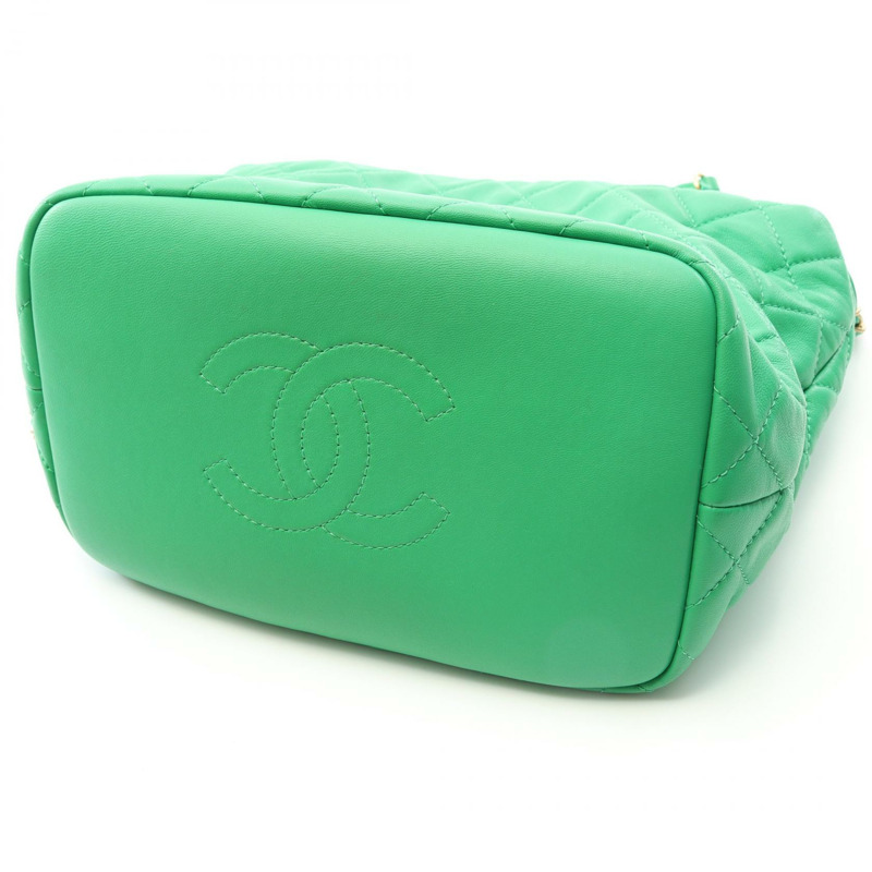 CHANEL Matelasse Hobo 鏈條單肩包 AS1747 羔羊皮 綠色 二手 GHW CC-6