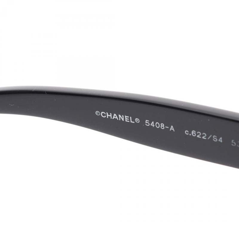 香奈兒 (CHANEL) 標誌太陽眼鏡,黑色塑膠材質,二手,女士款,CC Coco 標誌-3