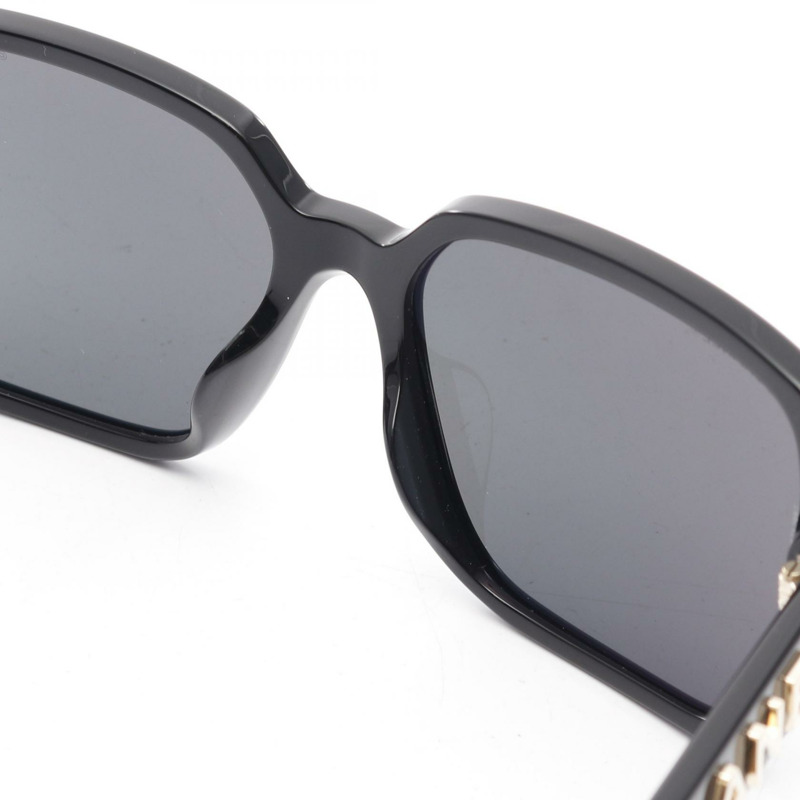 香奈兒 (CHANEL) 標誌太陽眼鏡,黑色塑膠材質,二手,女士款,CC Coco 標誌-5