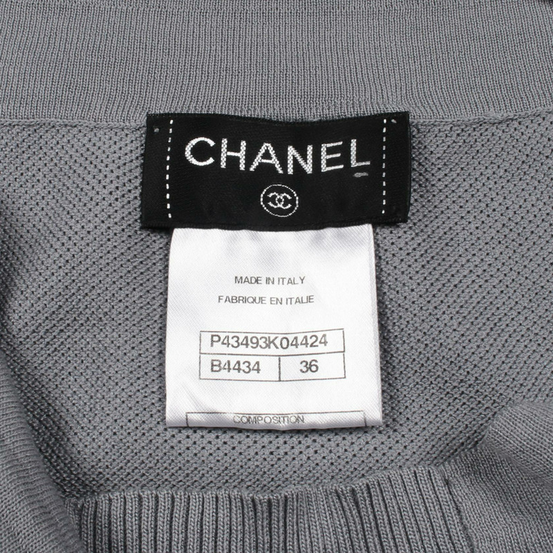 香奈兒 COCO Mark 針織半身裙 P43493K04424 真絲灰色 二手 女款 36碼-2