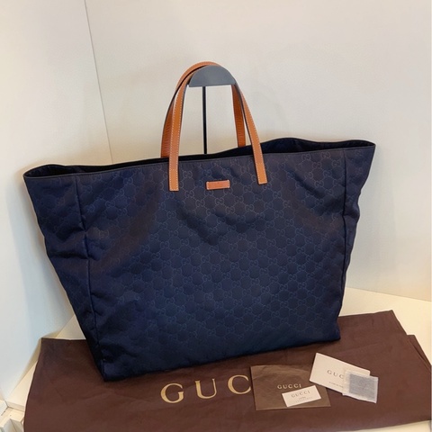 Gucci 古馳 深藍色老花帆布托特  大號約45*37*20 大容量 旅行出行最佳選擇