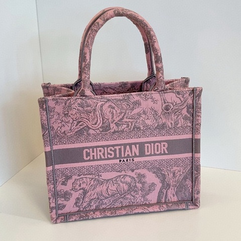 Dior迪奧 book tote 托特 動物園刺繡🪡系列 灰粉色 小號 23年標 尺寸約27*22*14