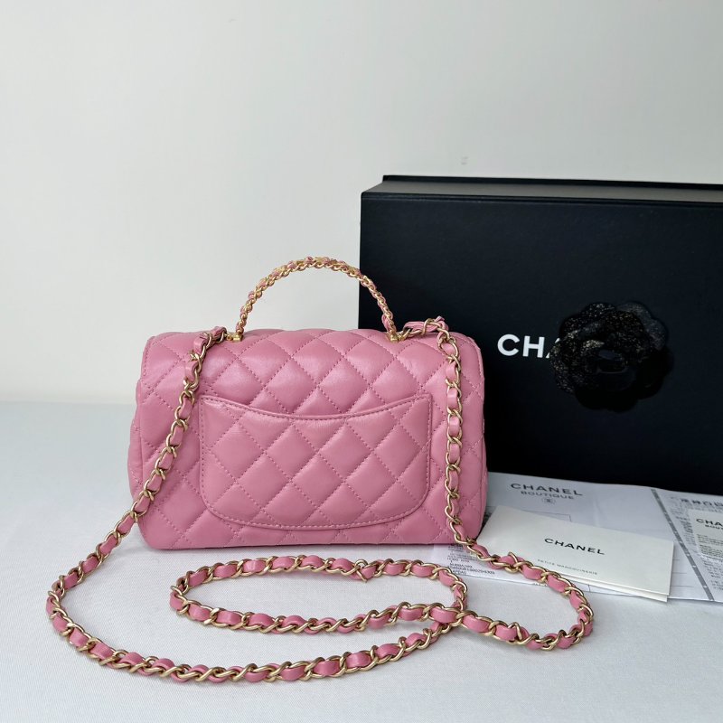 CHANEL 24C粉鑽字母手柄大mini鏈包-1