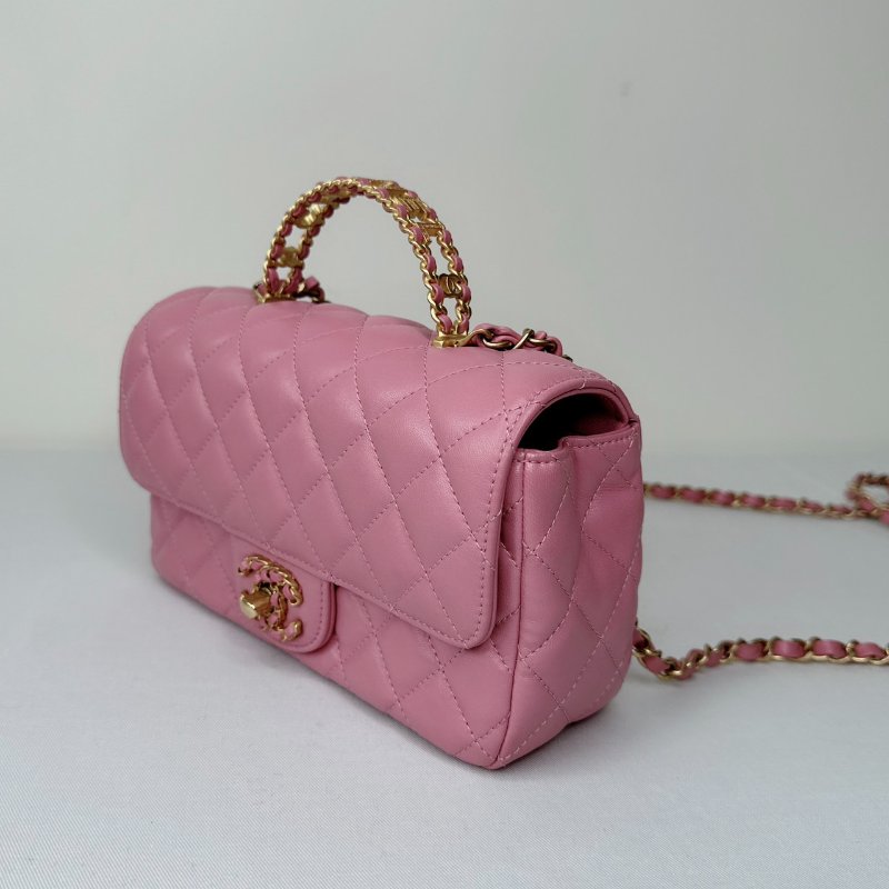 CHANEL 24C粉鑽字母手柄大mini鏈包-2