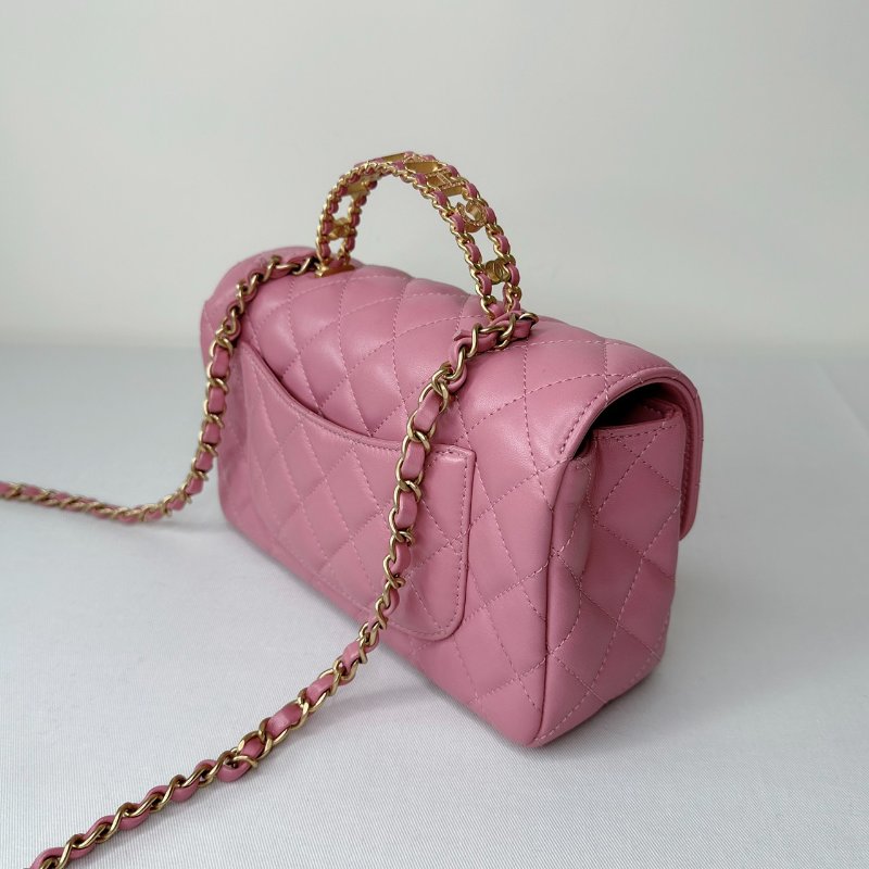 CHANEL 24C粉鑽字母手柄大mini鏈包-4