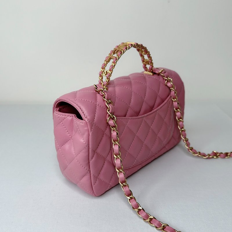 CHANEL 24C粉鑽字母手柄大mini鏈包-5