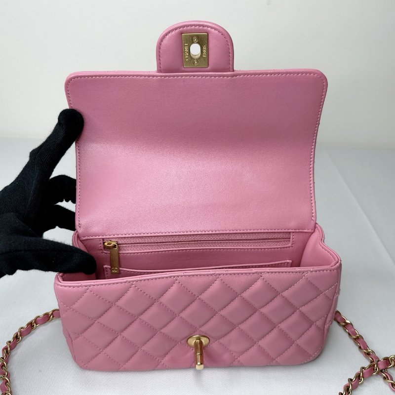 CHANEL 24C粉鑽字母手柄大mini鏈包-6