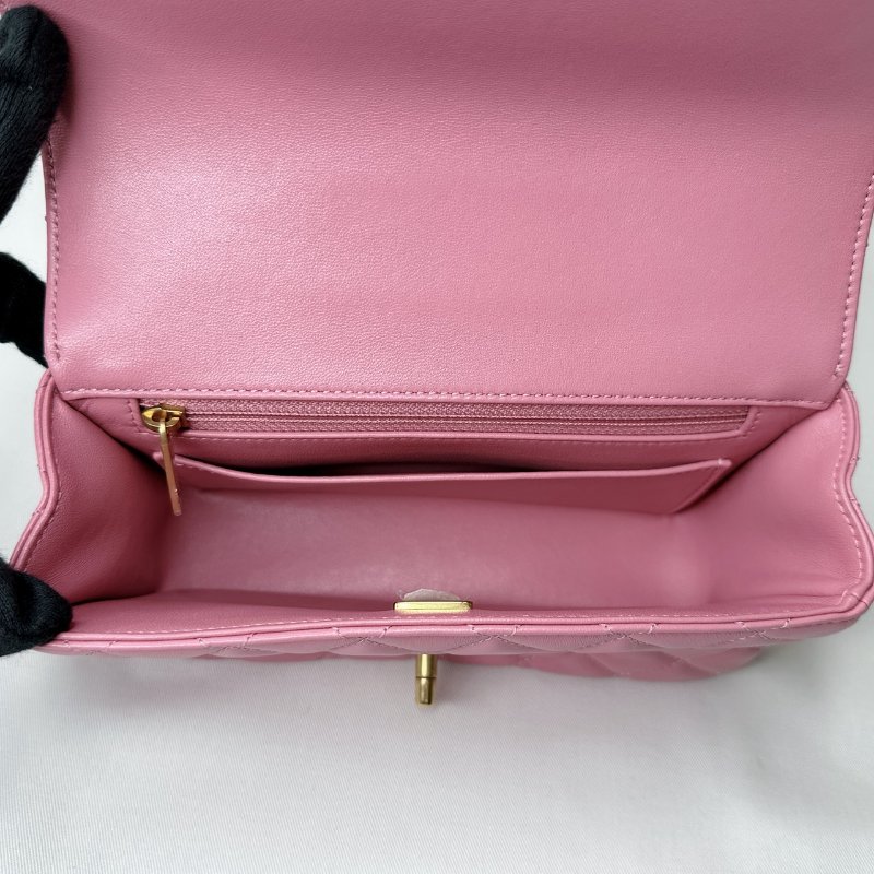 CHANEL 24C粉鑽字母手柄大mini鏈包-7