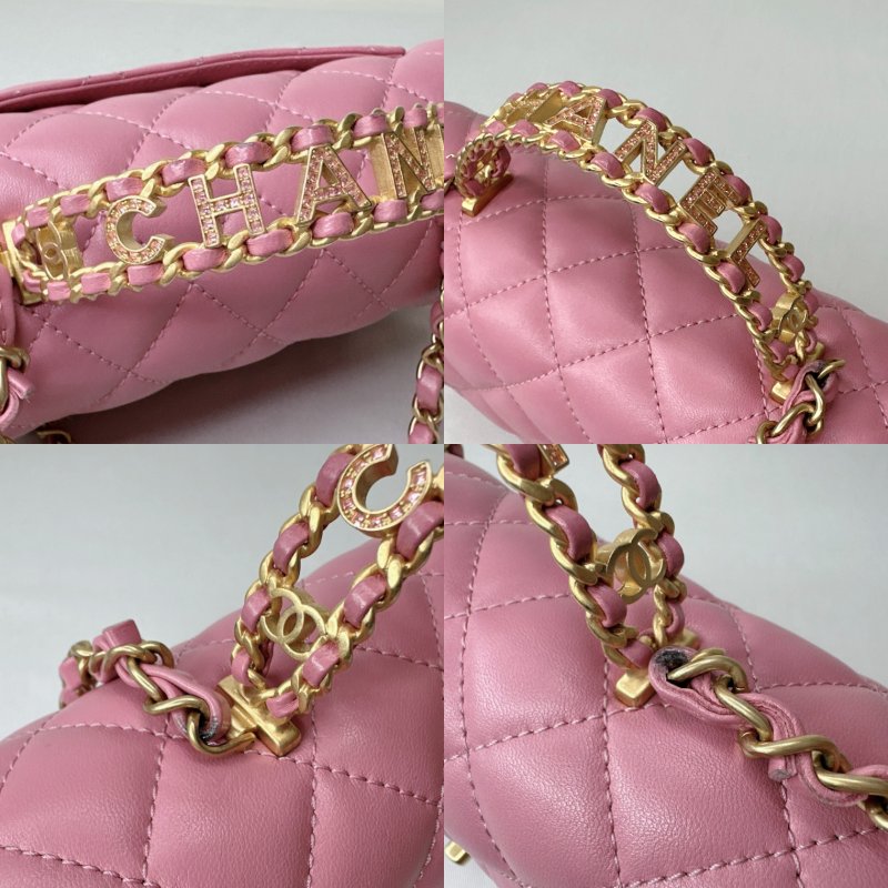 CHANEL 24C粉鑽字母手柄大mini鏈包-8