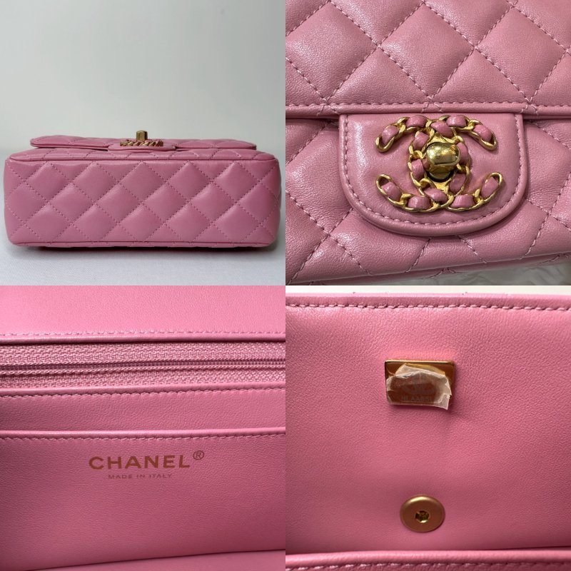 CHANEL 24C粉鑽字母手柄大mini鏈包-9