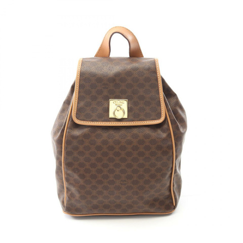 CELINE Macadam Rucksack 背包 PVC 塗層帆布皮革 棕色 二手 女士