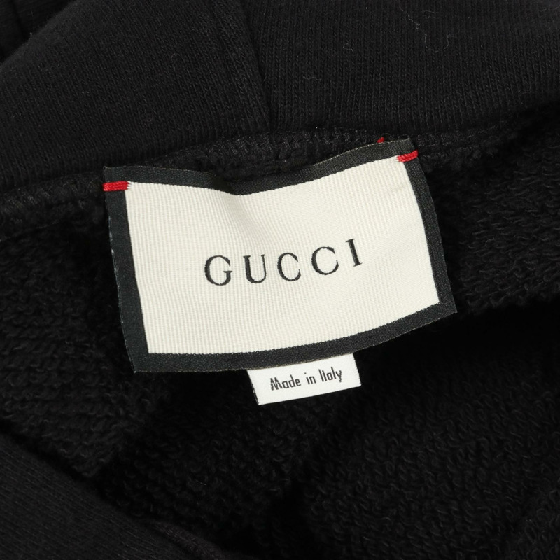 GUCCI 互扣式 G 連帽衫 475374 純棉 黑白 二手 男款 S 碼 logo-2