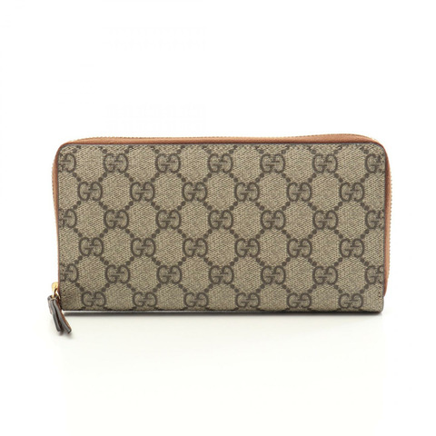GUCCI GG Supreme Around 長版皮夾 779786 皮革 PVC 米色 棕色 二手 女士