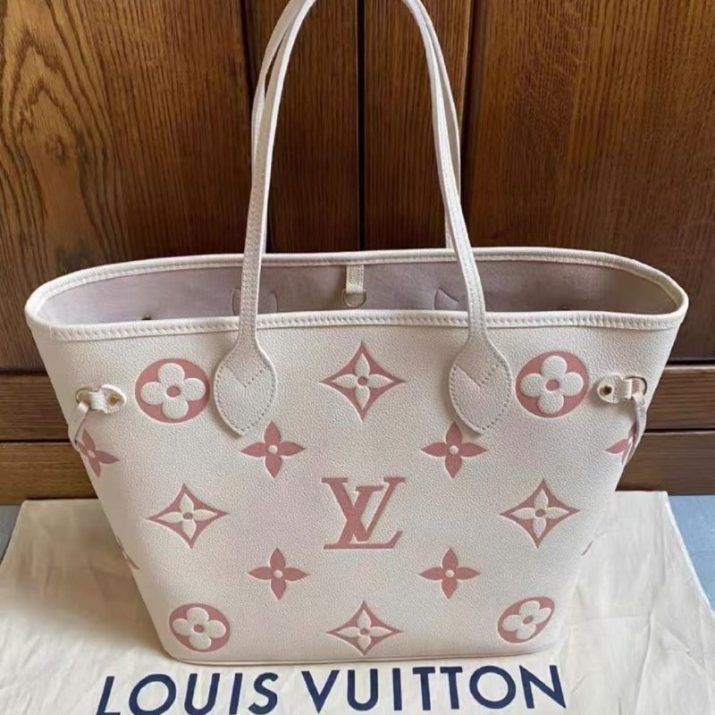 Lv neverfull 草莓牛奶 中號托特包 全新帶膜 配件塵袋盒子-4