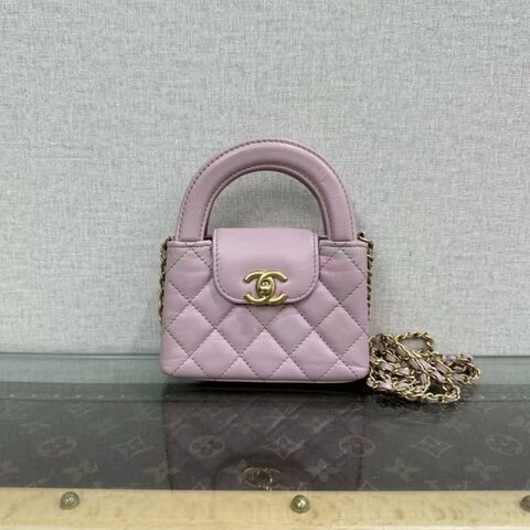 ✨CHANEL Kelly mini nano粉紫色金扣12*8*4 98新配件塵袋