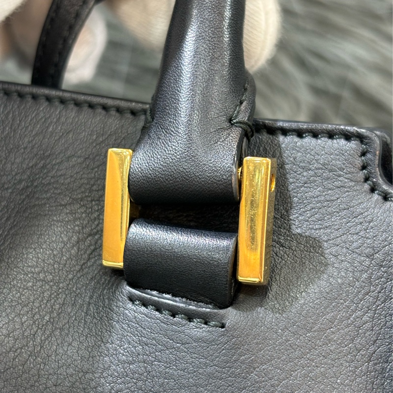 YSL 311210 CABAS 黑色牛皮 金釦 手提包 肩背包 斜背包 兩用包 學院包-17