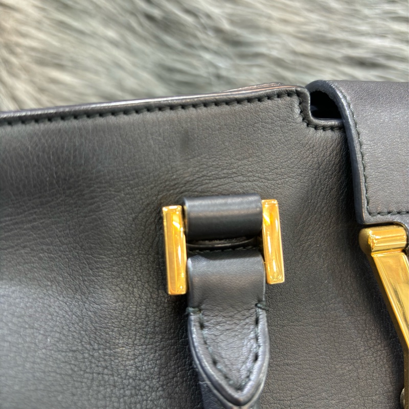 YSL 311210 CABAS 黑色牛皮 金釦 手提包 肩背包 斜背包 兩用包 學院包-21