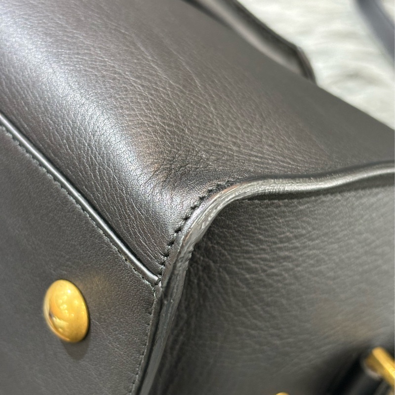 YSL 311210 CABAS 黑色牛皮 金釦 手提包 肩背包 斜背包 兩用包 學院包-38