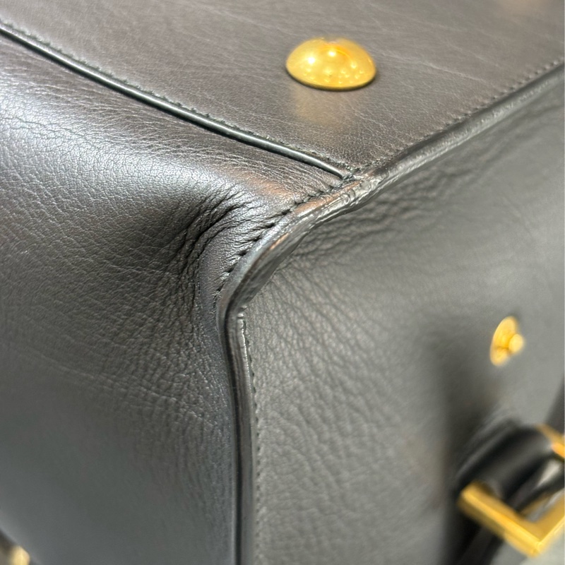 YSL 311210 CABAS 黑色牛皮 金釦 手提包 肩背包 斜背包 兩用包 學院包-40