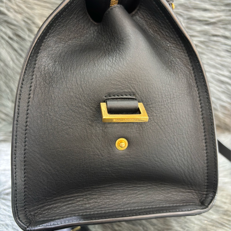 YSL 311210 CABAS 黑色牛皮 金釦 手提包 肩背包 斜背包 兩用包 學院包-42