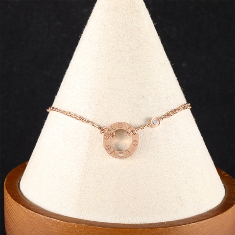 CARTIER(卡地亞)  18K玫瑰金 鑽石 玫瑰金 圓餅雙鑽手鏈 18K