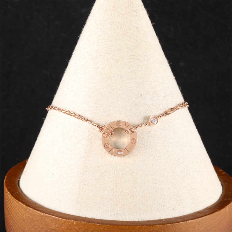 CARTIER(卡地亞)  18K玫瑰金 鑽石 玫瑰金 圓餅雙鑽手鏈 18K-0