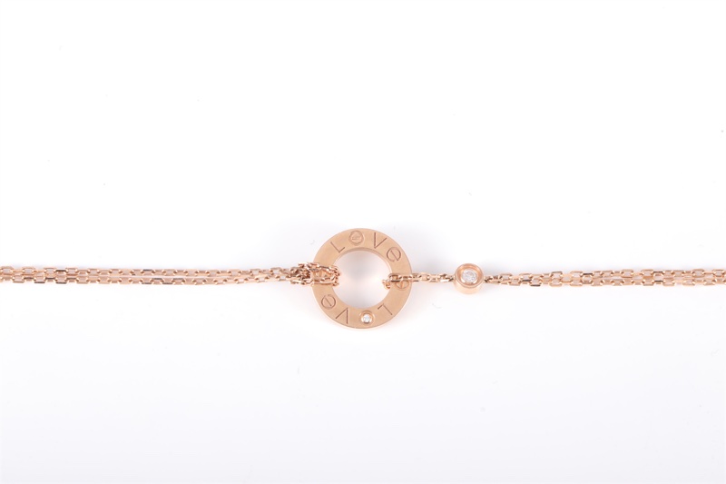CARTIER(卡地亞)  18K玫瑰金 鑽石 玫瑰金 圓餅雙鑽手鏈 18K-2