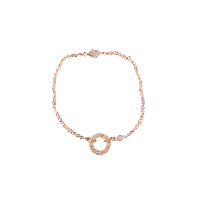 CARTIER(卡地亞)  18K玫瑰金 鑽石 玫瑰金 圓餅雙鑽手鏈 18K-5