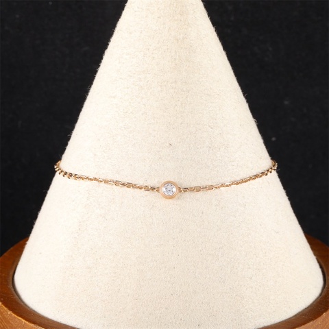 CARTIER(卡地亞) CARTIER D&#039;AMOUR 單鑽 手鏈 小號 18K玫瑰金/鑽石 S-M碼 玫瑰金 18K