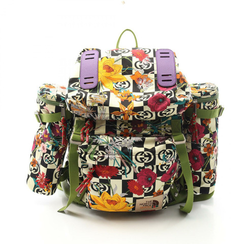 GUCCI × THE NORTH FACE Rucksack 背包 650294 尼龍皮革 綠色 二手 女款
