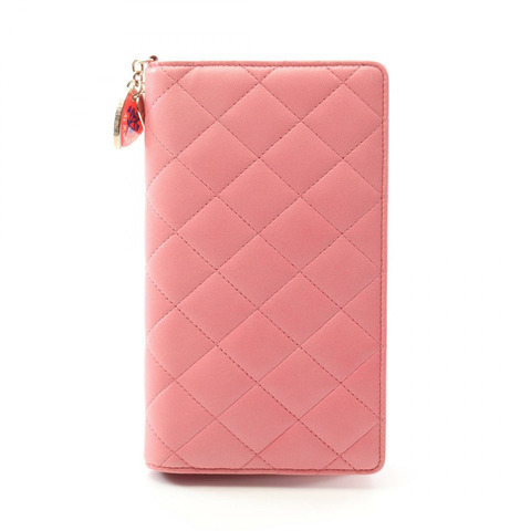 CHANEL Matelasse Bifoldpurse 錢包 羊皮 綿羊皮 粉紅色 二手 女士 GHW