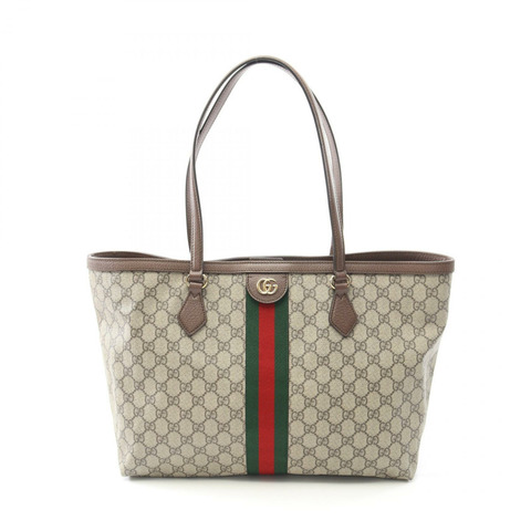 GUCCI 中型單肩包 631685 帆布皮革米棕色二手女款