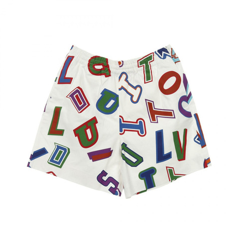 LOUIS VUITTON x NBA 圖案標誌短褲 棉質 白色多色 二手 #M 男款
