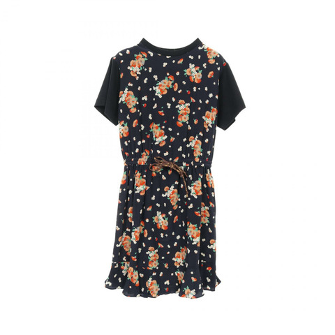 LOUIS VUITTON 花卉字母洋裝 RW191A KGL FGDS78 棉質海軍藍多色 #S 女款