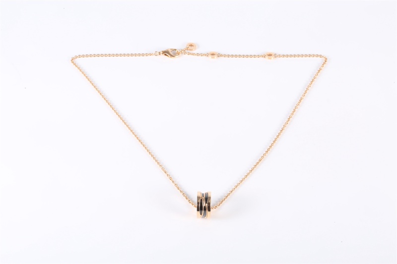 BVLGARI(寶格麗) B.ZERO1 彈簧項鏈 鏤空 18K玫瑰金/黑陶瓷 項鏈 玫瑰金-5