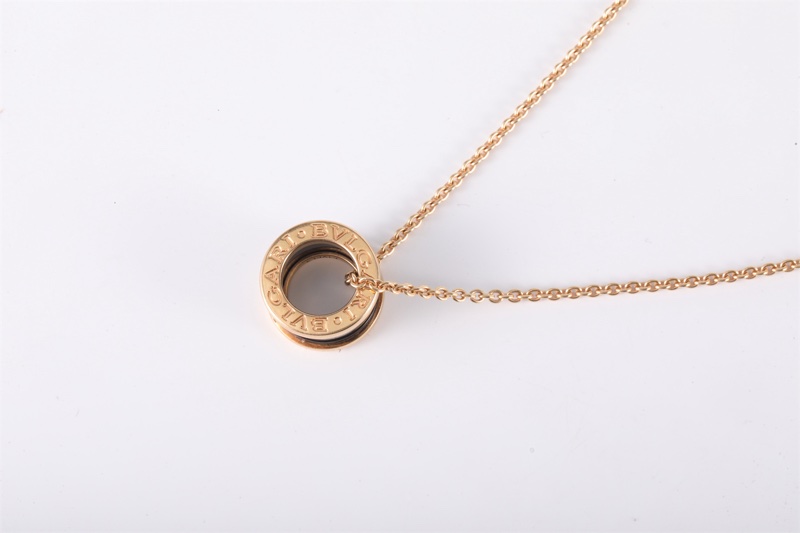 BVLGARI(寶格麗) B.ZERO1 彈簧項鏈 三環扣 18K玫瑰金/黑陶瓷 項鏈 玫瑰金-2