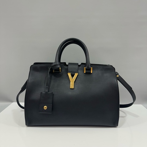 YSL 311210 黑色牛皮金釦肩背包 斜背包 cabas