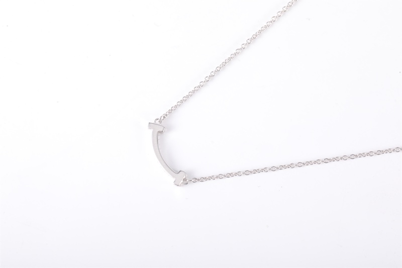 TIFFANY&CO(蒂芙尼) Tiffany T 微笑項鏈 mini 滿鑽 18k白金 18K白金/鑽石 項鏈 白金 粉鑽-2