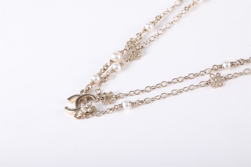 CHANEL(香奈兒) 合金 雙層中國結水鑽珍珠毛衣鏈-2