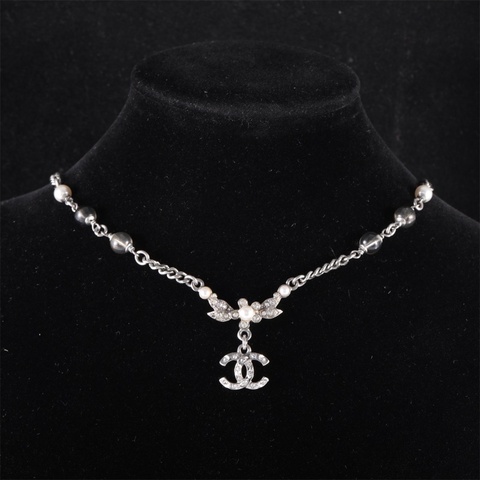 CHANEL(香奈兒)  合金 麥穗小花滿鑽項鏈