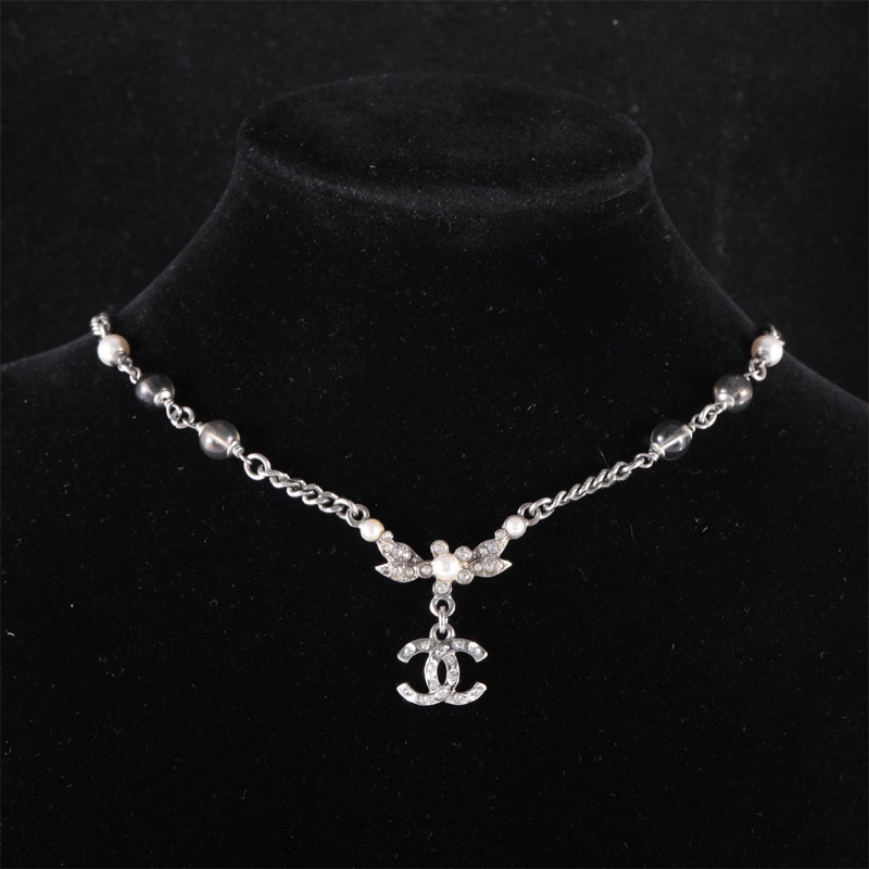 CHANEL(香奈兒)  合金 麥穗小花滿鑽項鏈-0