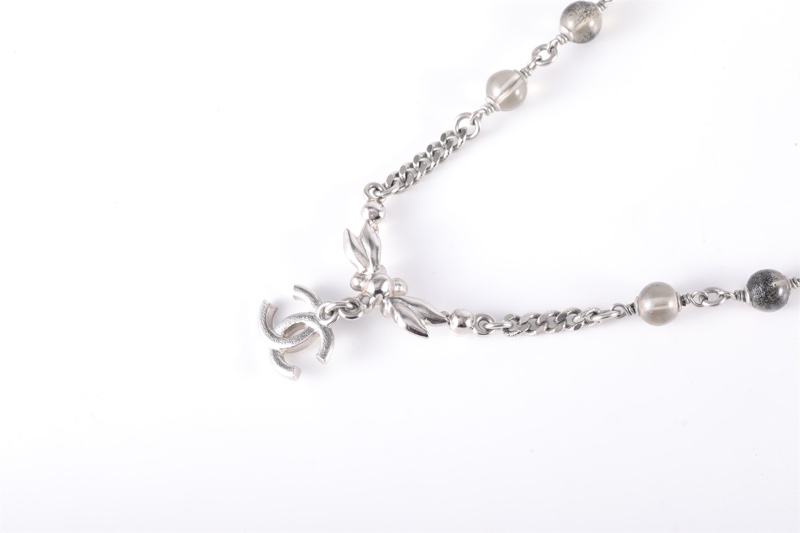 CHANEL(香奈兒)  合金 麥穗小花滿鑽項鏈-2