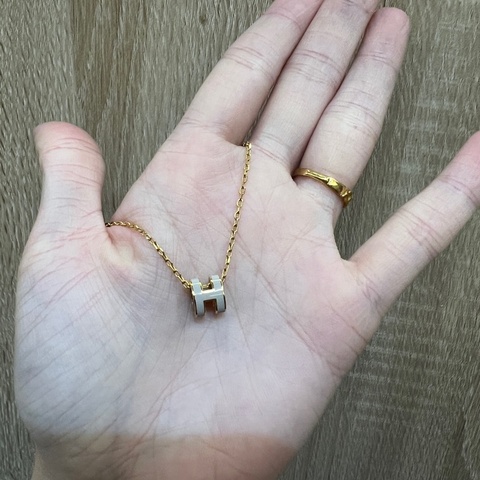 Hermes 栗子色金鍊Mini H項鍊