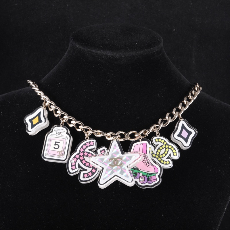 CHANEL(香奈兒) 合金 樹脂 限量亞克力多吊墜項鏈-0