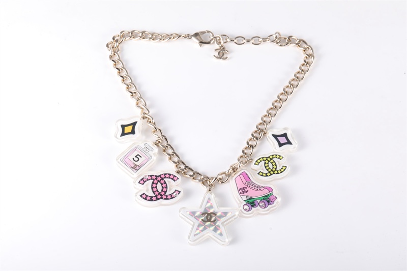 CHANEL(香奈兒) 合金 樹脂 限量亞克力多吊墜項鏈-5