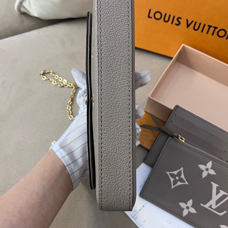LV路易威登 Felicie Pochette 大象灰壓花皮革三合一鏈條包 芯片款-4